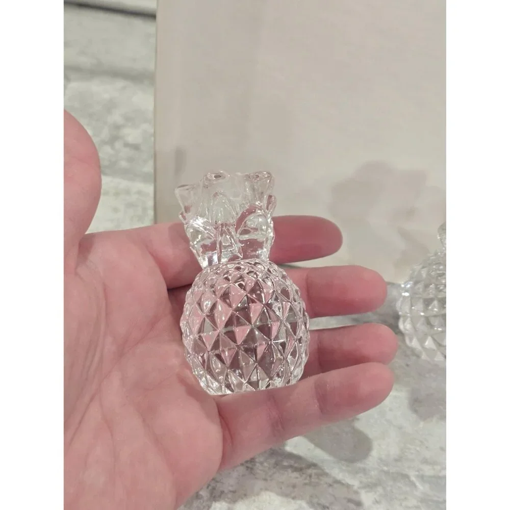 Set‎ of 4Vintage Williams & Sonoma Crystal Pineapple Candlestick Holders Crystal